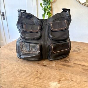 Banana Republic Black Leather Hobo Bag